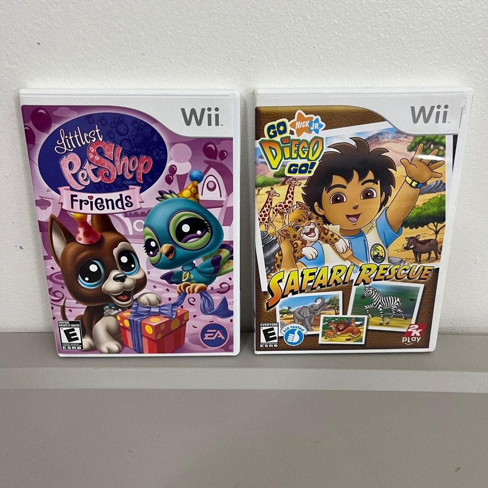 Nintendo Wii Game Bundle Littlest Pet Shop Friends Go Diego Go Safari Rescue CIB